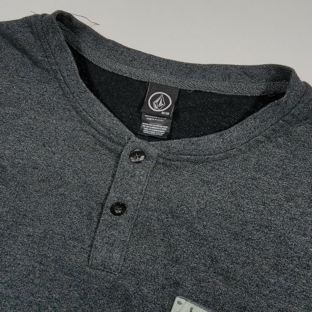 Volcom Thin Long Sleeve Henley Sweater - Grey - Tribal Chest Pocket - Medium - Picture 7 of 11